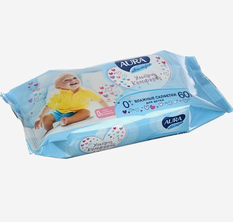 Салфетки влажные Ultra comfort  60шт для детей купить в СОМ