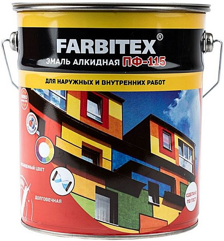 Эмаль ПФ-115 Farbitex, слоновая кость, 5 кг купить в СОМ