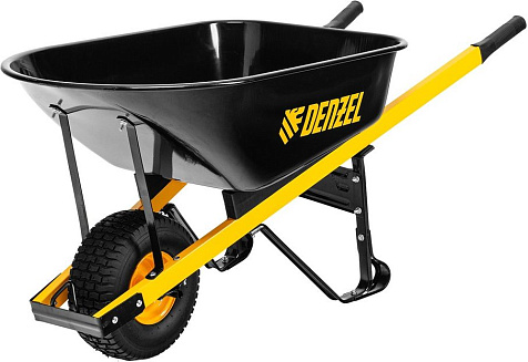 Тачка строительная усиленная 1-колесная Denzel, пневмоколесо, 140л, 230 кг купить в СОМ