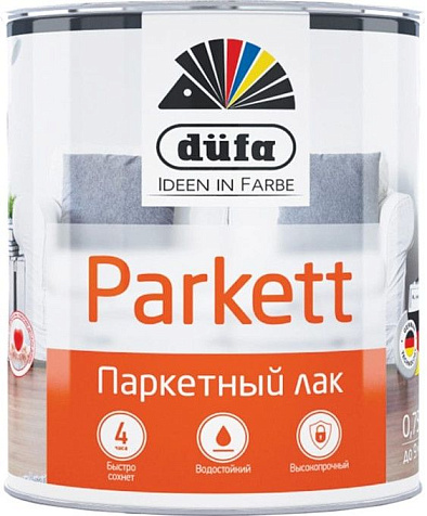 Лак алкидно-уретановый Dufa Parkett, паркетный, полуматовый, 0.75 л купить в СОМ
