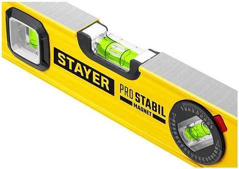 Уровень STAYER Profi, алюминиевый, магнитный, с ручкой, 3 глазка, 600мм купить в СОМ