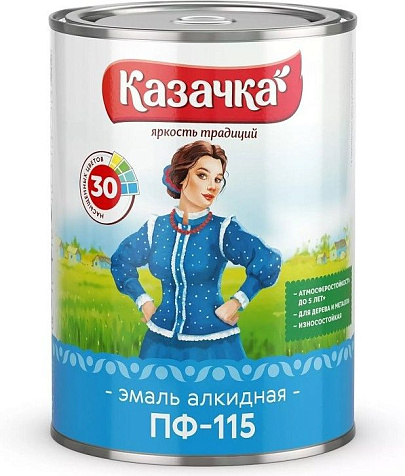 Эмаль ПФ-115 Казачка, глянцевая, зеленое яблоко, 0.9 кг купить в СОМ