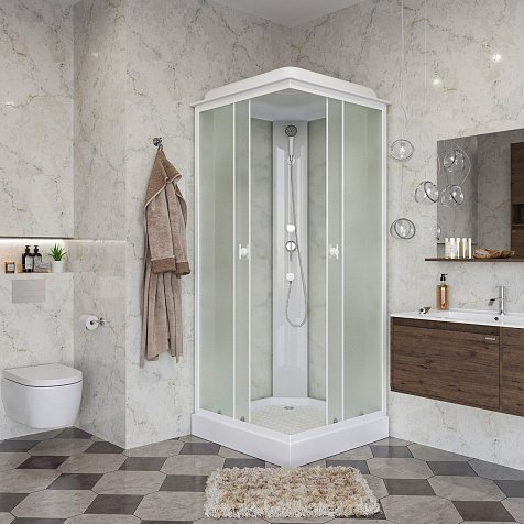 Кабина душевая Niagara Promo P90/13Q/MT, 90 х90 х215 мм, матовые стекла купить в СОМ