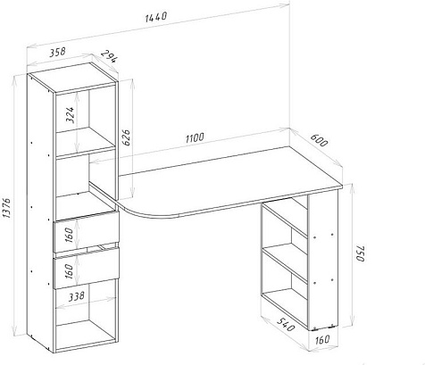 Стол письменный СП-5 1380*600*1440 Дуб золотой купить в СОМ