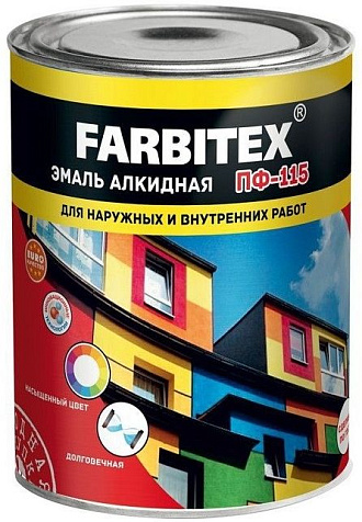 Эмаль ПФ-115 Farbitex, черная, 1.8 кг купить в СОМ