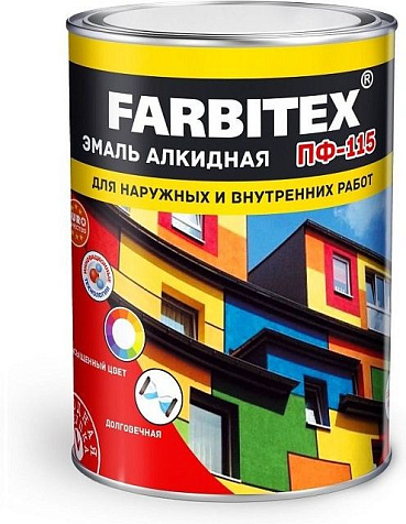 Эмаль алкидная Farbitex ПФ-115, лайм, 0.8 кг купить в СОМ